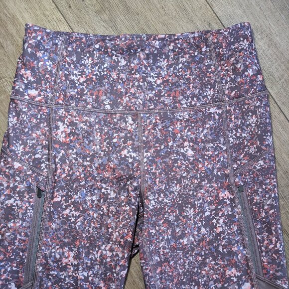 Athleta Rainier Printed Mesh Tight Sandstone Smoke Almond High Waist size S - Picture 3 of 13